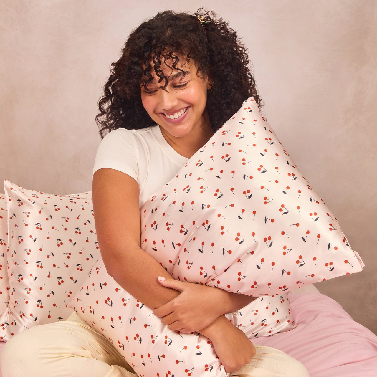 Satin Pillowcase in Cherry Print