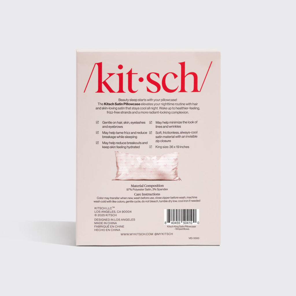 Satin Pillowcase in Striped Bows - King
