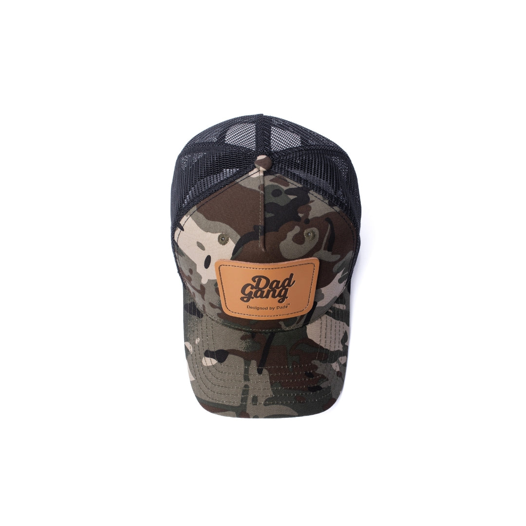 Leather Patch trucker - Black/Camo