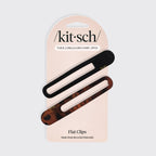 Black & Tort Curved Flat Lay Claw Clips 2pc Set