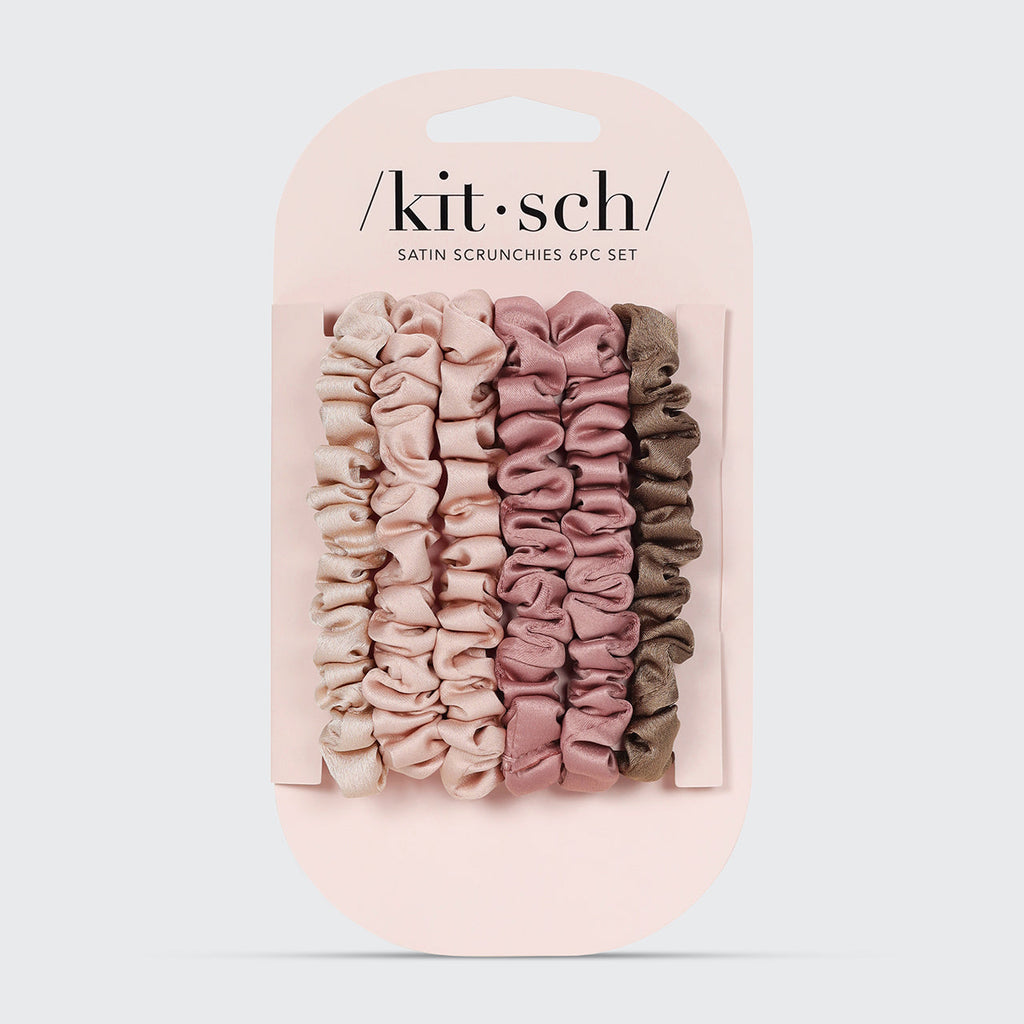 Terracotta Ultra Petite Satin Scrunchies 6pc Set