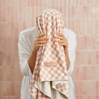 Terracotta Checker XL Hair Towel Wrap