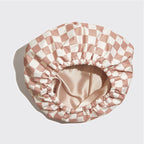 Satin Lined Flexi Shower Cap + Blush Oversized Satin Bonnet Bundle