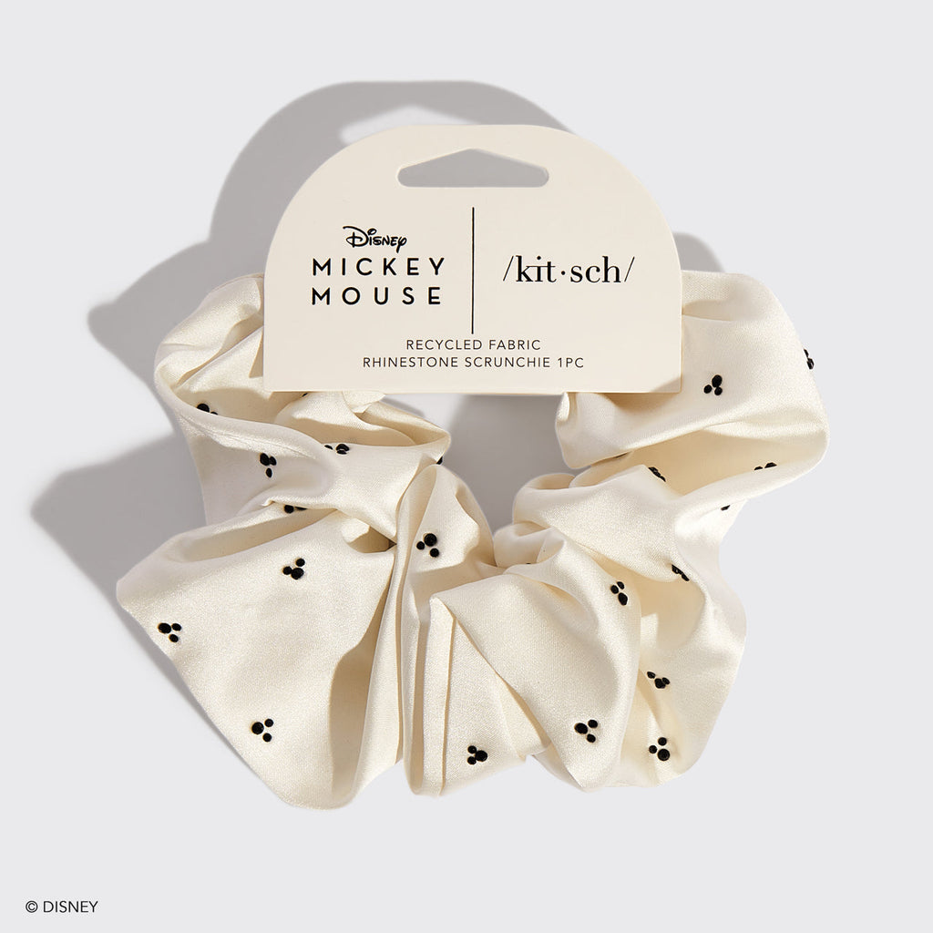 Kitsch x Mickey and Minnie Cream Rhinestone Scrunchie