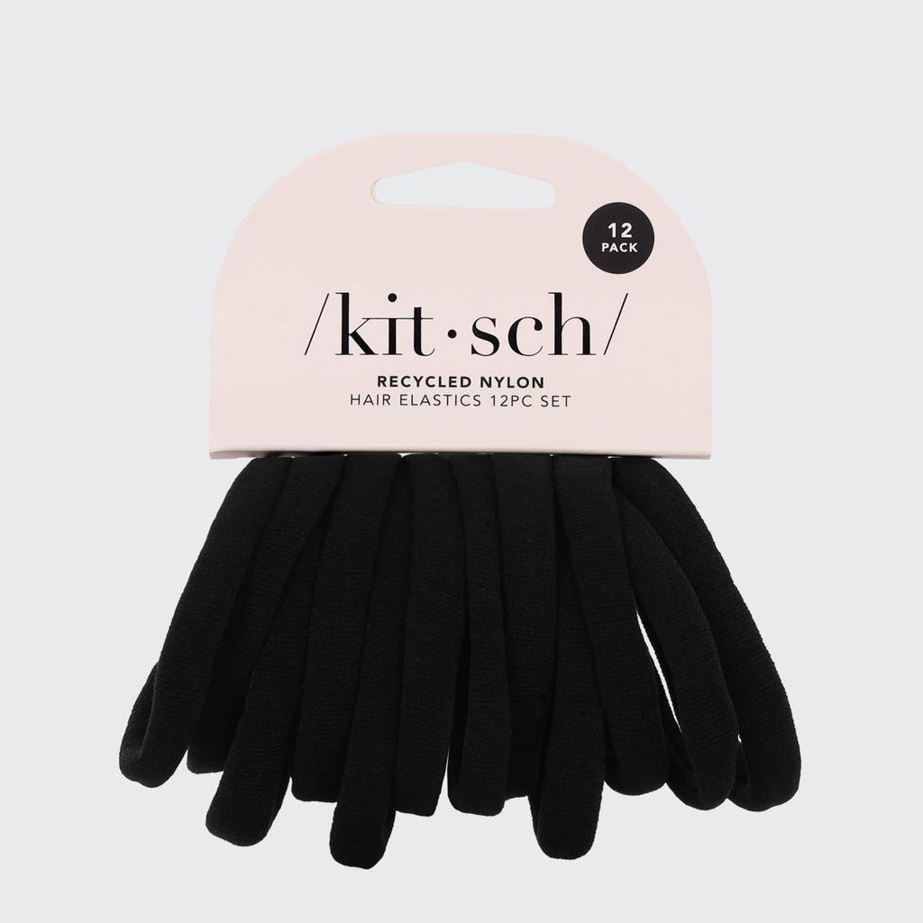 Recycled Nylon Medium Hair Elastics 12pc Set - Black