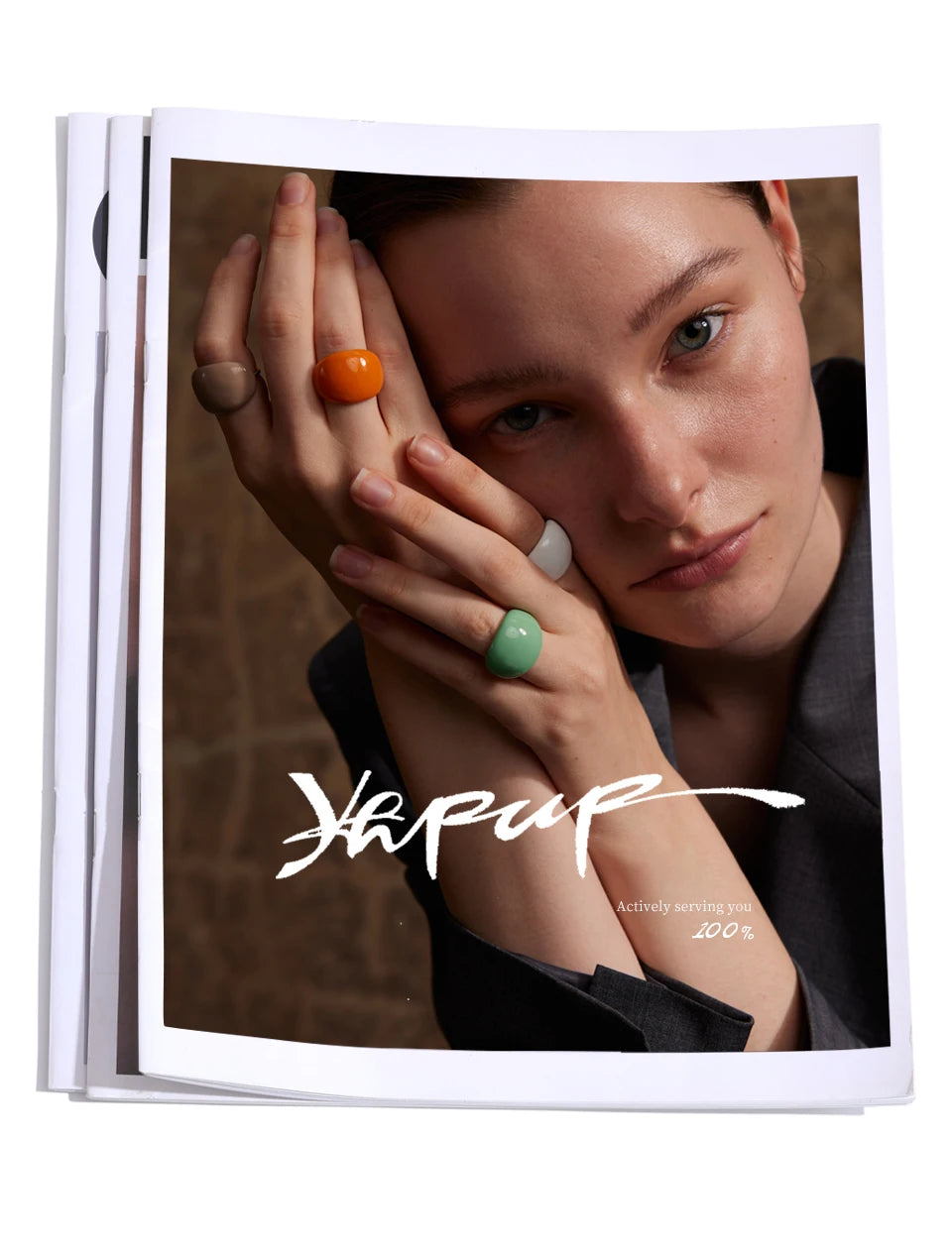 Yhpup Stainless Steel Fashion Joyful Candy Multi-Color Khaki Orange Blue White Enamel Ring Waterproof Adjustable Charm Jewelry
