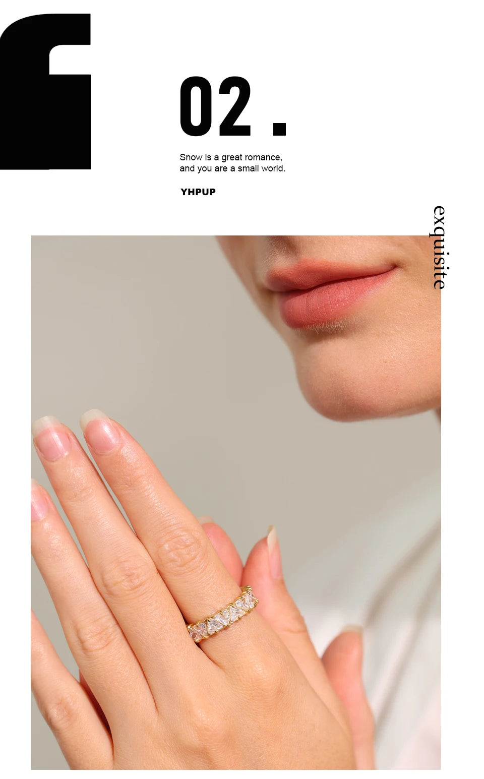 Yhpup Stainless Steel Delicate Bling Heart Cubic Zirconia Fashion Shiny Ring for Women High Quality Temperament Premium Jewelry