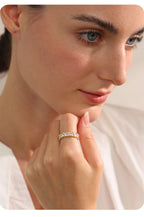 Yhpup Stainless Steel Delicate Bling Heart Cubic Zirconia Fashion Shiny Ring for Women High Quality Temperament Premium Jewelry