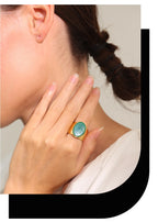 Yhpup PVD Plated Stone Stainless Steel Gold Color Wide Ring Summer Trendy Fashion Jewelry Accessories Bijoux