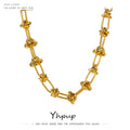 Yhpup Stainless Steel Chains Necklaces for Women Statement Golden Texture Collar 18K Plate Charm Jewelry бежутерия женская колье
