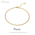 Yhpup Charm New Geometric Snake Chain Necklace Trendy Stainless Steel Jewelry Golden Metal Texture брелок Women Waterproof Gift