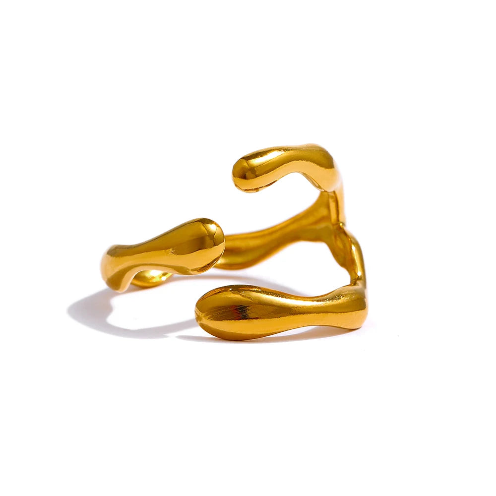 Yhpup 316L Stainless Steel Ring New Design Metalic 18 K PVD Plated Jewelry Trendy Opening Ring бижутерия для женщин Gift