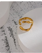 Yhpup 316L Stainless Steel Ring New Design Metalic 18 K PVD Plated Jewelry Trendy Opening Ring бижутерия для женщин Gift