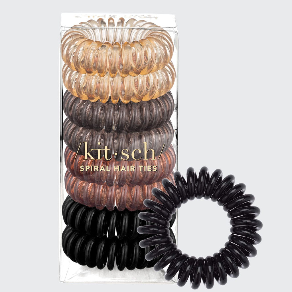 Brunette Spiral Hair Ties 8pc Set