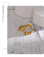 Yhpup 316L Stainless Steel Ring New Design Metalic 18 K PVD Plated Jewelry Trendy Opening Ring бижутерия для женщин Gift