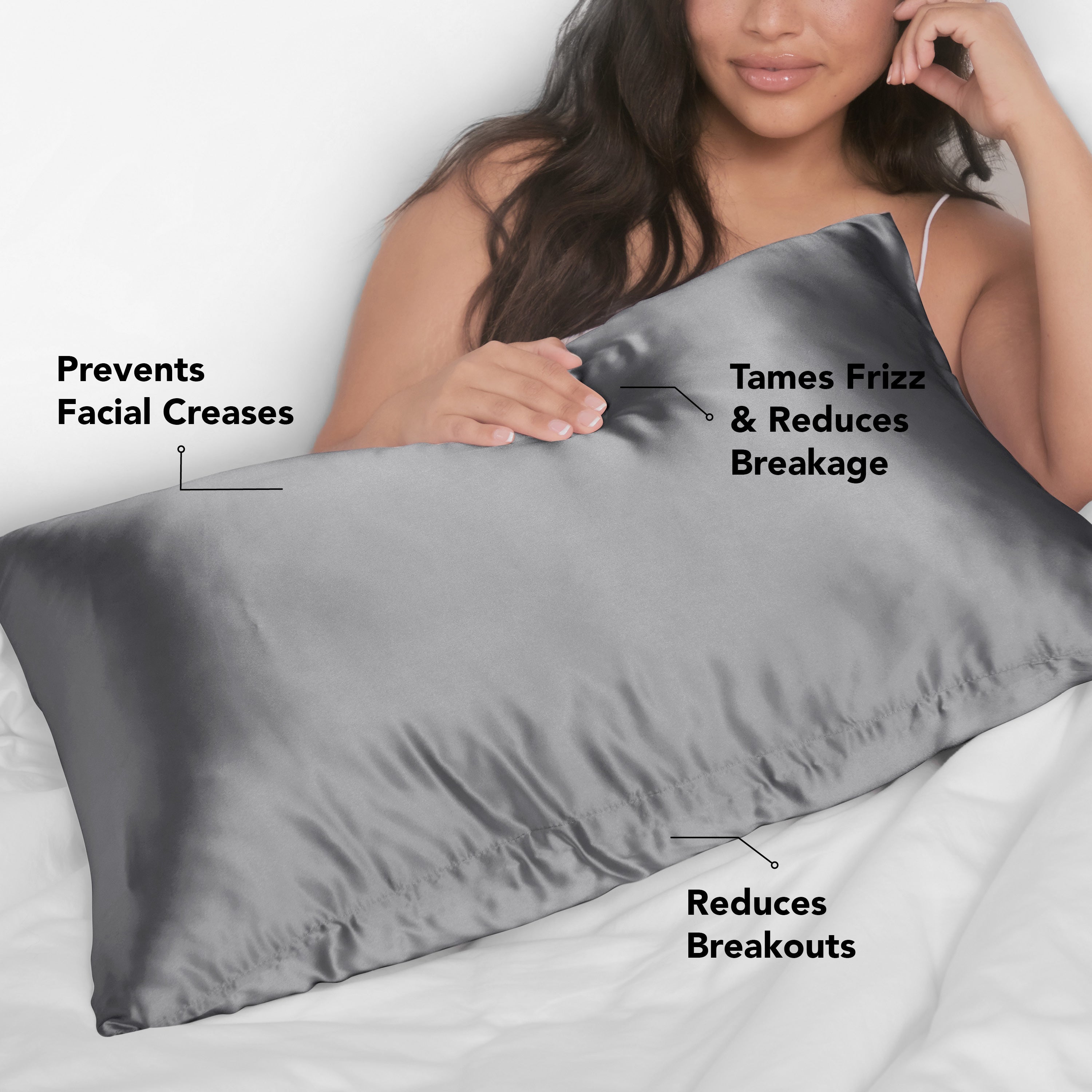 Satin Pillowcase in Charcoal 4 Pack - King Bundle