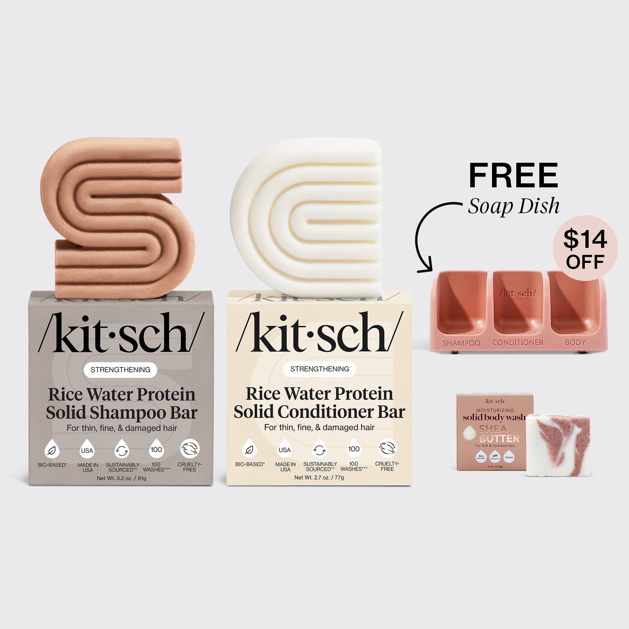 Strengthening Rice Water Terracotta Self Draining Soap Dish Bundle