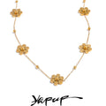 Yhpup Stainless Steel Flower Chain Fashion Necklace PVD Plated Golden Waterproof Polished High Quality Jewelry for Women