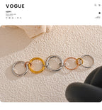 Yhpup Stainless Steel 3 Colors 5 Links Stacked Rings PVD Real Gold Plated Jewelry for Women