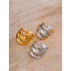 Yhpup Arrivals Glossy Stainless Steel Layered Hollow Open Ring for Women Distinctive Geometric Attractive Jewelry