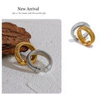 Yhpup Fashion Stainless Steel Round Elastic Open Ring Minimalist 18K PVD Plated Metal Classic Texture Jewelry Anillo Bijoux