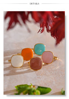 Yhpup Arrivals Candy Sweet Square Adjustable Ring 18K Golden PVD Plated Stainless Steel Summer Popular Charm Jewelry Gift