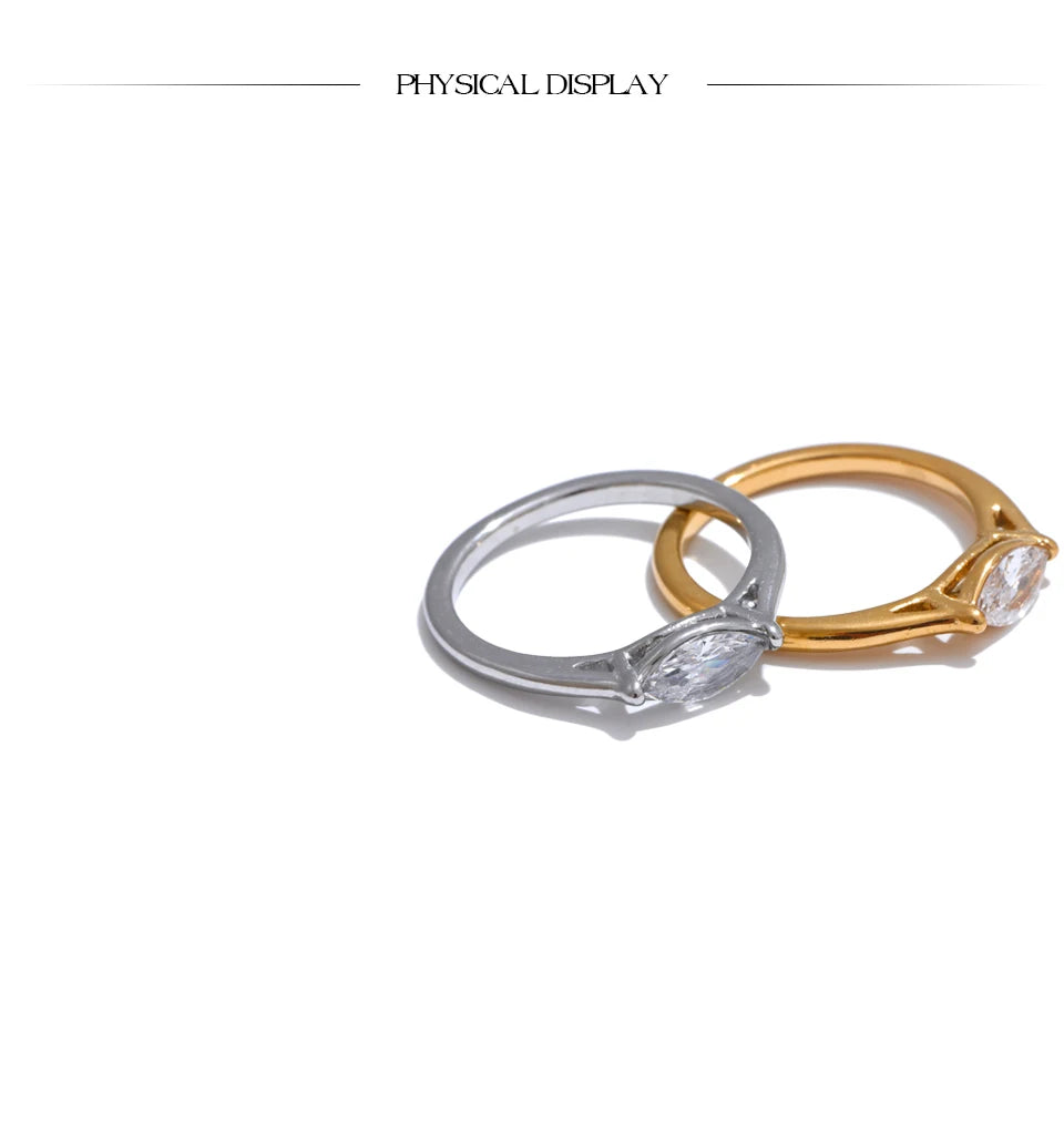 Yhpup 6789# Wholesale Stainless Steel Shiny Cubic Zirconia Casting Ring for Women 18K PVD Plated Hypoallergenic Jewelry Gift