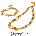Yhpup Waterproof Stainless Steel Metal Handmade Neck Chain Necklace Bracelet for Women Statement Fashion Jewelry PVD Plated