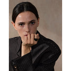Yhpup 6789# Stainless Steel Black Enamel Geometric 316L Unique Ring Minimalist Texture Waterproof Finger Unusual Jewelry New