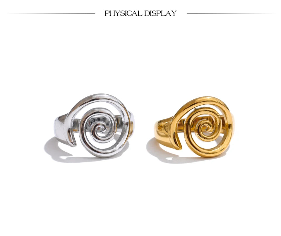 Yhpup Size 6789 Trendy Conch Ocean Series Ring Casting Fashion Charm Finger Jewelry Accessories Real Gold PVD Plated for Women