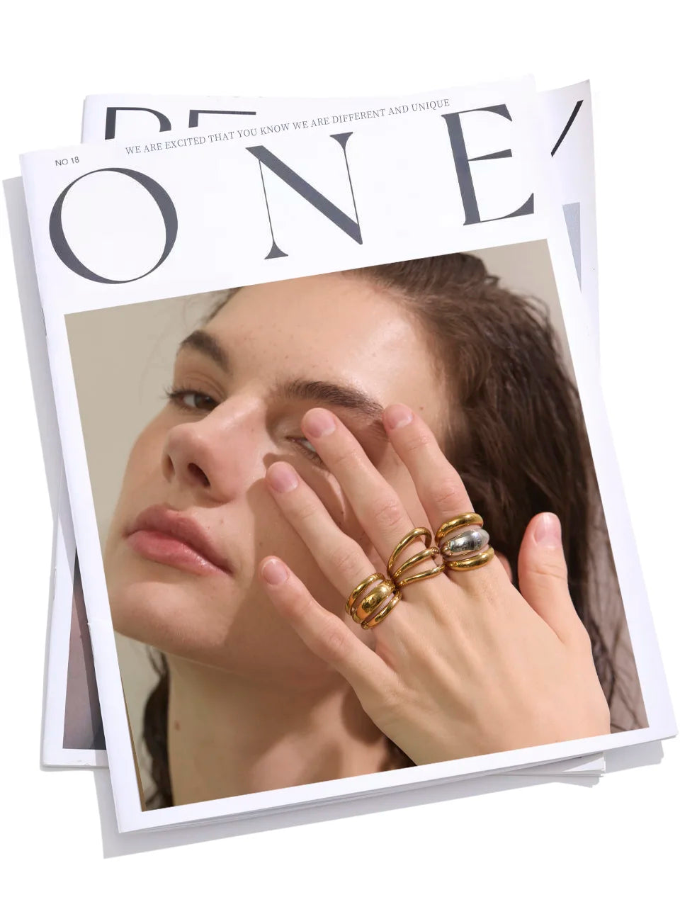 Yhpup Arrivals Glossy Stainless Steel Layered Hollow Open Ring for Women Distinctive Geometric Attractive Jewelry