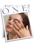 Yhpup Arrivals Glossy Stainless Steel Layered Hollow Open Ring for Women Distinctive Geometric Attractive Jewelry