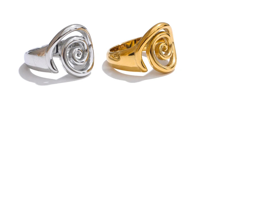 Yhpup Size 6789 Trendy Conch Ocean Series Ring Casting Fashion Charm Finger Jewelry Accessories Real Gold PVD Plated for Women