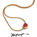 Yhpup Exquisite Handmade Polished Jewelry 316L Stainless Steel Red Enamel Small Heart Love Chic Necklace Fashion Charm Romantic