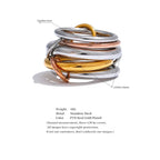 Yhpup Stainless Steel 3 Colors 5 Links Stacked Rings PVD Real Gold Plated Jewelry for Women