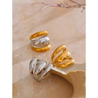 Yhpup Arrivals Glossy Stainless Steel Layered Hollow Open Ring for Women Distinctive Geometric Attractive Jewelry