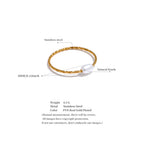 Yhpup Trendy Stainless Steel Natural Pearl Thin Finger Ring for Women Summer Versatile Daily Jewelry Accessories Gift