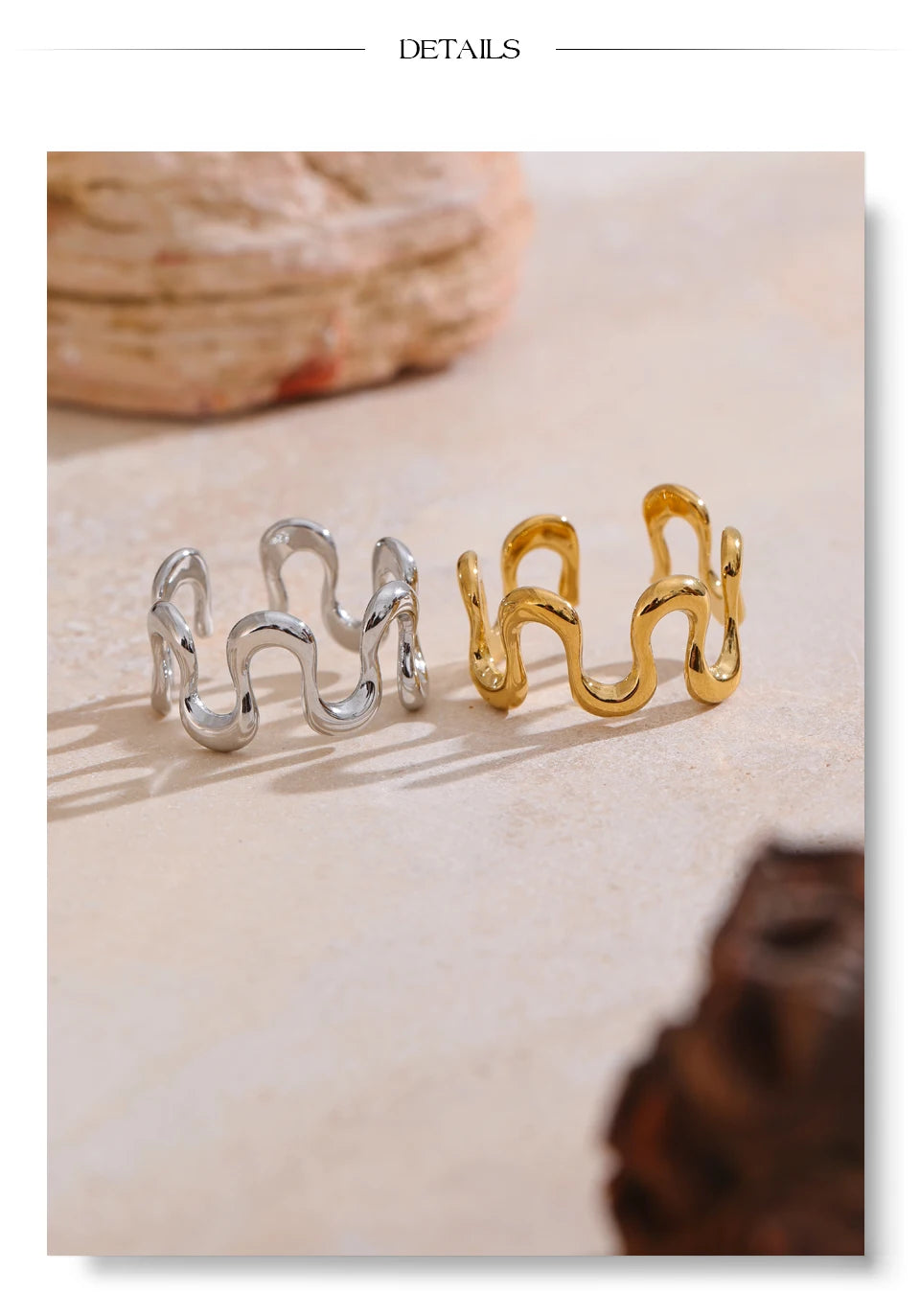Yhpup Minimalist Stainless Steel Metal Irregular Open Adjustable Ring for Women Rust Proof Distinctive Jewelry 2025