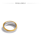 Yhpup 6789# Statement Stainless Steel Metal Double Color Geometric Casting Ring for Women Water Resistant Trendy Jewelry Gift