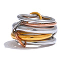 Yhpup Stainless Steel 3 Colors 5 Links Stacked Rings PVD Real Gold Plated Jewelry for Women