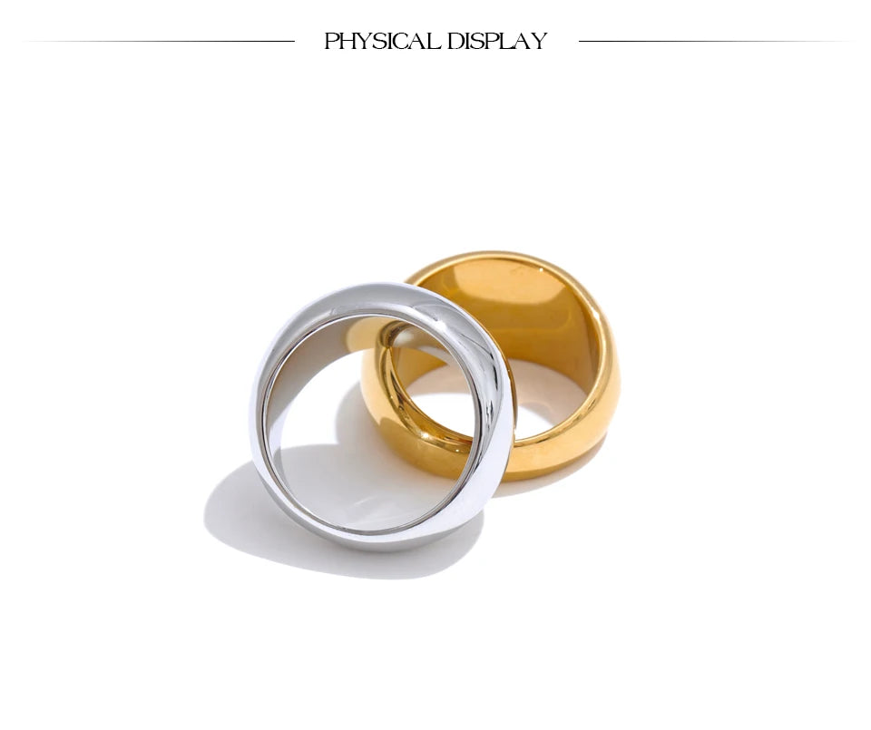 Yhpup 6789# High Quality Textured Minimalist Stainless Steel Glossy Smooth Metal Chunky Ring 18K PVD Plated Classic Jewelry Gift