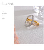 Yhpup Exquisite White Cubic Zirconia Bling Stainless Steel Classic Thin Chic Ring Luxury Engagement Wedding Fashion Jewelry Gift