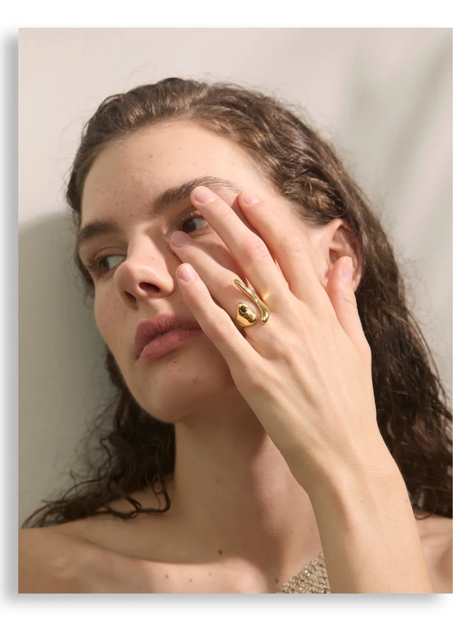 Yhpup New Casting PVD Plated Stainless Steel Metal Geometric Adjustable Creative Ring Women Daily Fashion Jewelry Accessories
