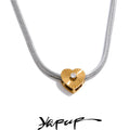 Yhpup Fashion Zircon Heart Removable Snake Chain Necklace High Quality for All Occasions Attractive Collar Jewelry Waterproof