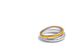 Yhpup 6789# Statement Stainless Steel Metal Double Color Geometric Casting Ring for Women Water Resistant Trendy Jewelry Gift