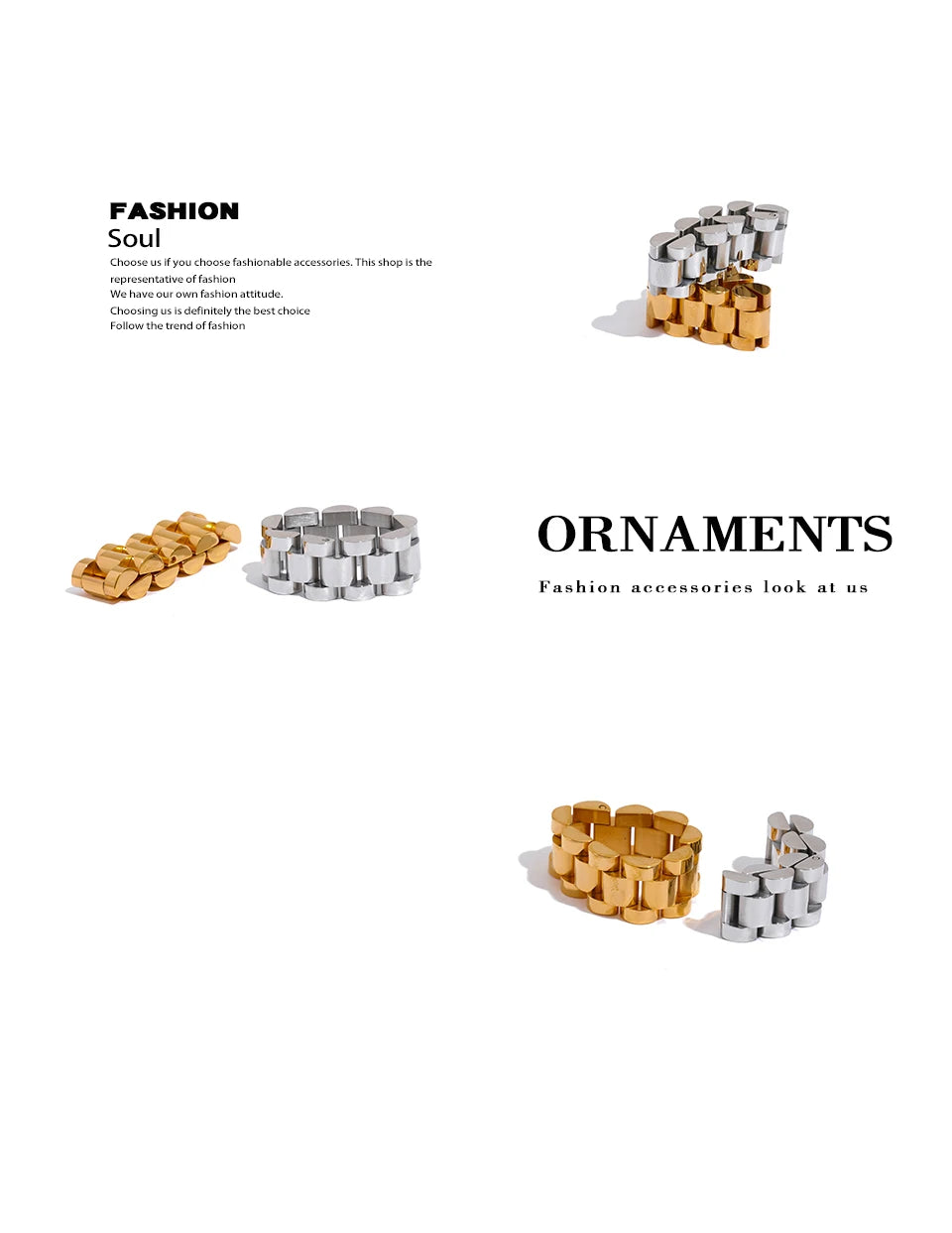 Yhpup New Waterproof Stainless Steel Chain Finger Ring Personalized Metal Texture Rust Proof Charm Fashion Jewelry for Women