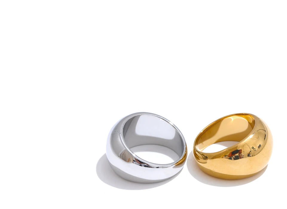 Yhpup 6789# High Quality Textured Minimalist Stainless Steel Glossy Smooth Metal Chunky Ring 18K PVD Plated Classic Jewelry Gift