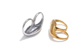 Yhpup Stainless Steel Metal Double Finger Geometric Ring Personality Rust Proof Attractive Big Exaggerated Jewelry Gift