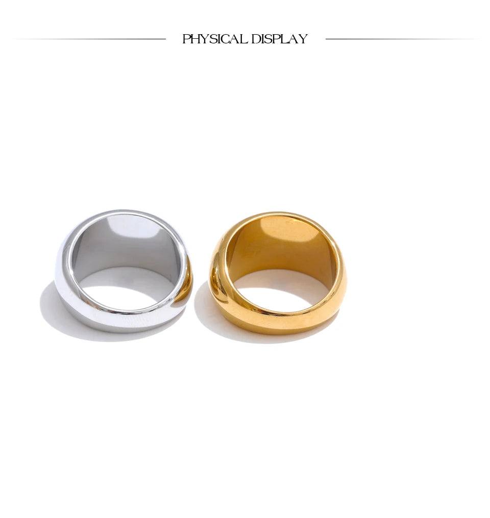 Yhpup 6789# High Quality Textured Minimalist Stainless Steel Glossy Smooth Metal Chunky Ring 18K PVD Plated Classic Jewelry Gift