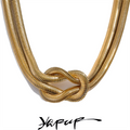 Yhpup Statement 316l Stainless Steel Snake Chain Knot Layered Overlay Necklace Bracelet Bangle Set for Women Waterproof Jewelry